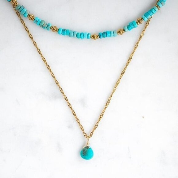 Bundle Genuine Turquoise Beaded Necklace & Bracelet Gorgeous Set High End Stone - Picture 3 of 12